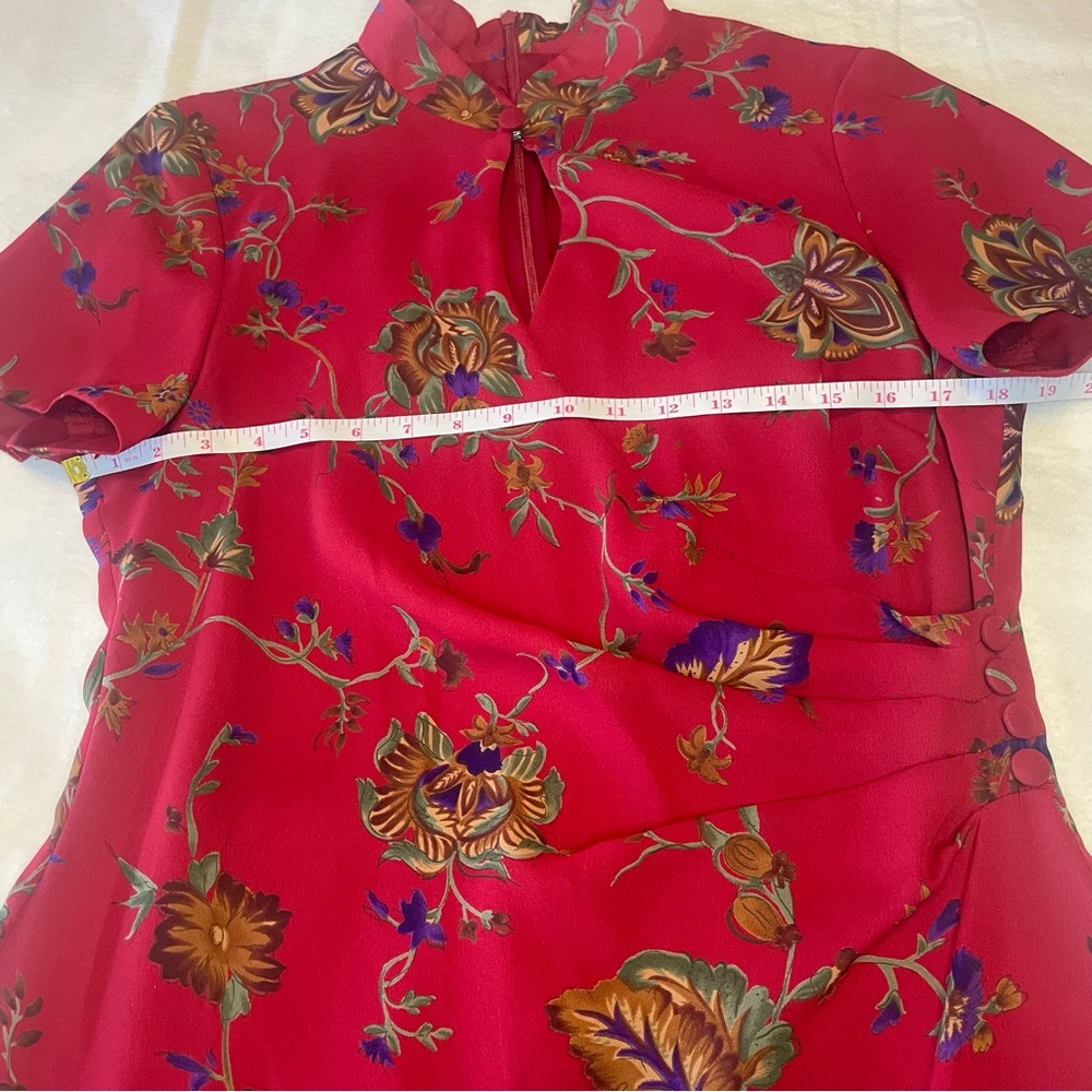 David Warren Vintage 80’s Asian Inspired Red Dress Women’s Size 12 - Picture 8 of 16